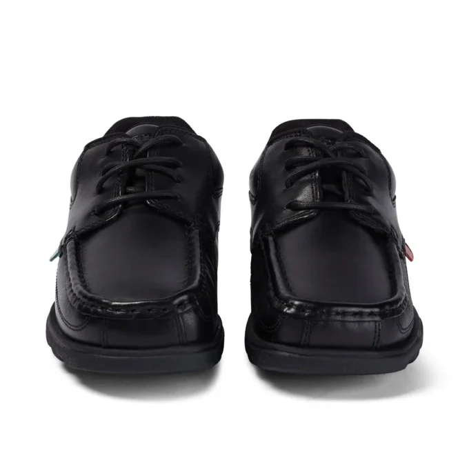 Fragma Lace 4 Eyelet en cuir noir pour jeunes hommes
