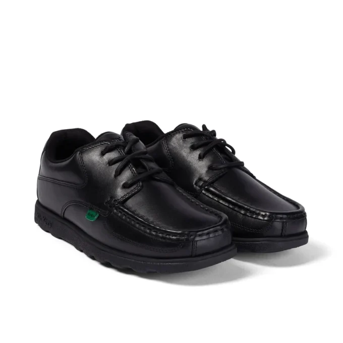 Fragma Lace 4 Eyelet en cuir noir pour jeunes hommes
