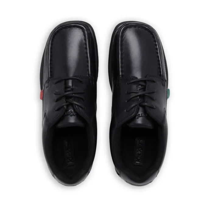 Fragma Lace 4 Eyelet en cuir noir pour jeunes hommes