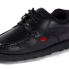 Fragma Lace 4 Eyelet en cuir noir pour jeunes hommes