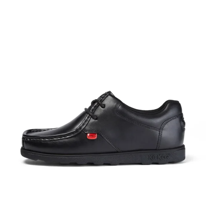 Fragma Lace en cuir noir pour jeunes hommes Fragma Lace en cuir noir pour jeunes hommes