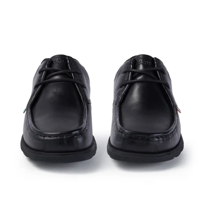 Fragma Lace en cuir noir pour jeunes hommes Fragma Lace en cuir noir pour jeunes hommes