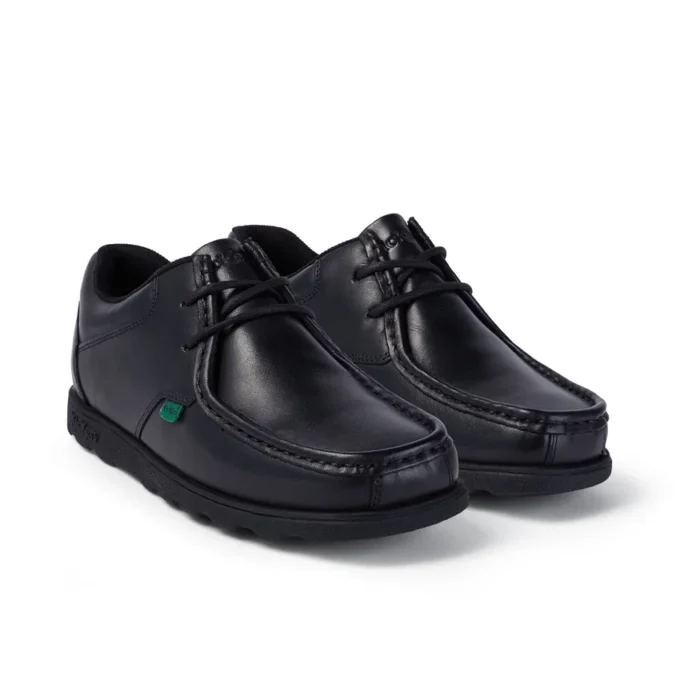 Fragma Lace en cuir noir pour jeunes hommes Fragma Lace en cuir noir pour jeunes hommes