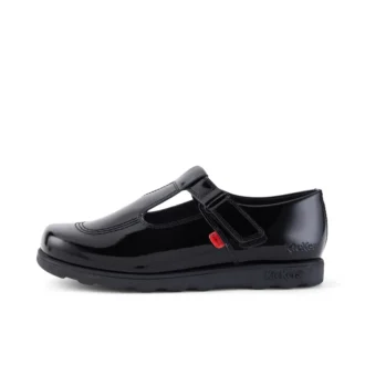 Fragma T-Bar en cuir verni noir pour jeunes filles