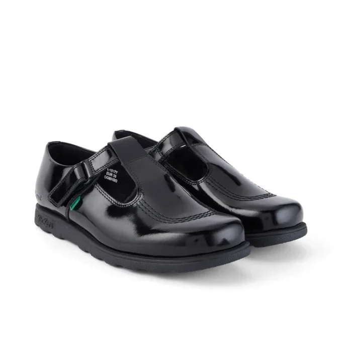 Fragma T-Bar en cuir verni noir pour jeunes filles