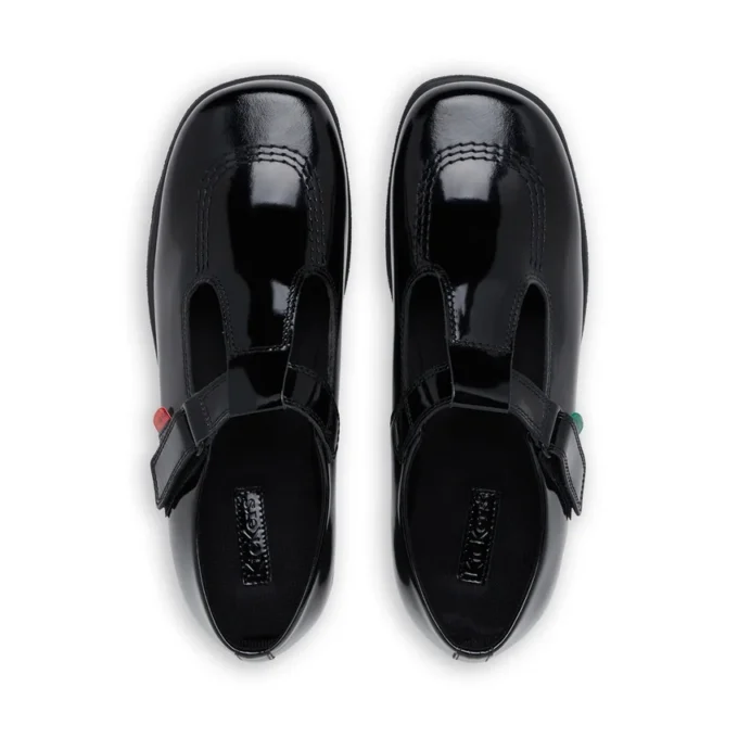 Fragma T-Bar en cuir verni noir pour jeunes filles