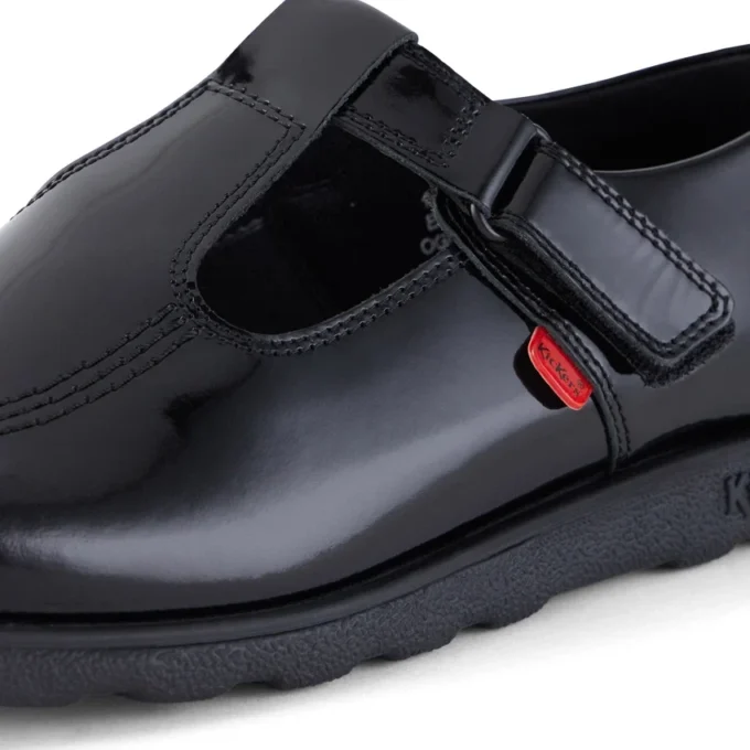 Fragma T-Bar en cuir verni noir pour jeunes filles