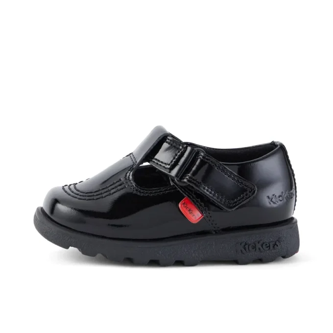 Fragma T-Bar en cuir verni noir pour petites filles