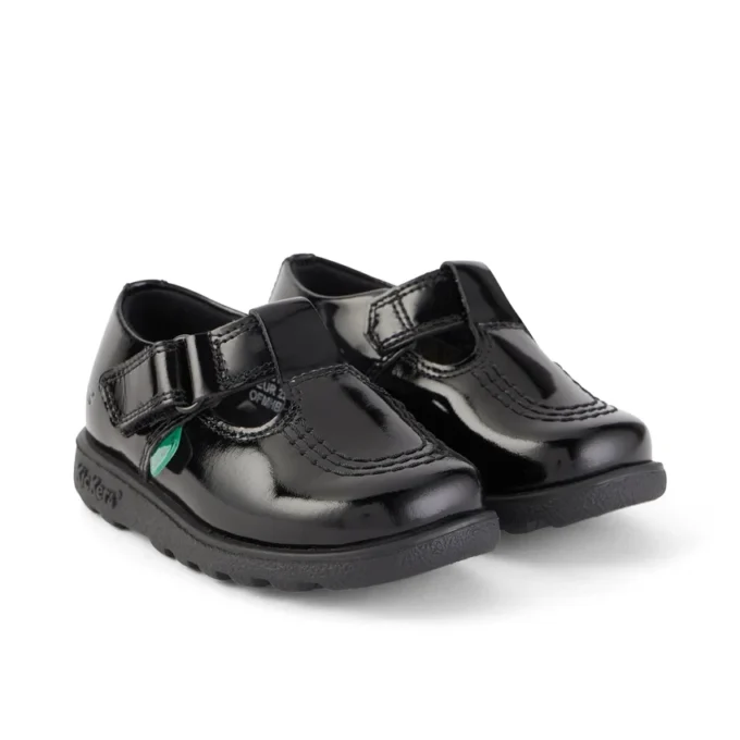 Fragma T-Bar en cuir verni noir pour petites filles