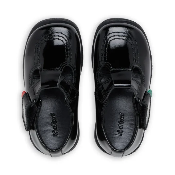 Fragma T-Bar en cuir verni noir pour petites filles