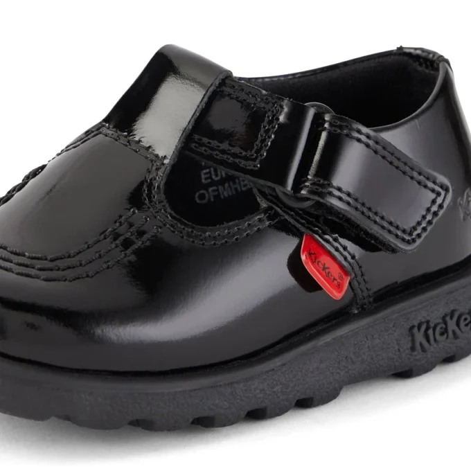 Fragma T-Bar en cuir verni noir pour petites filles