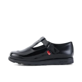 Fragma T-Buckle en cuir verni noir pour femme adulte