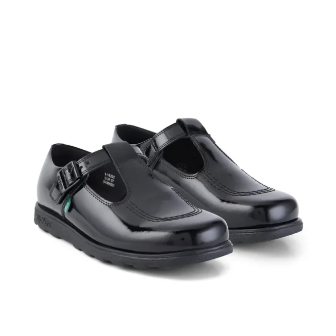 Fragma T-Buckle en cuir verni noir pour femme adulte Fragma T-Buckle en cuir verni noir pour femme adulte
