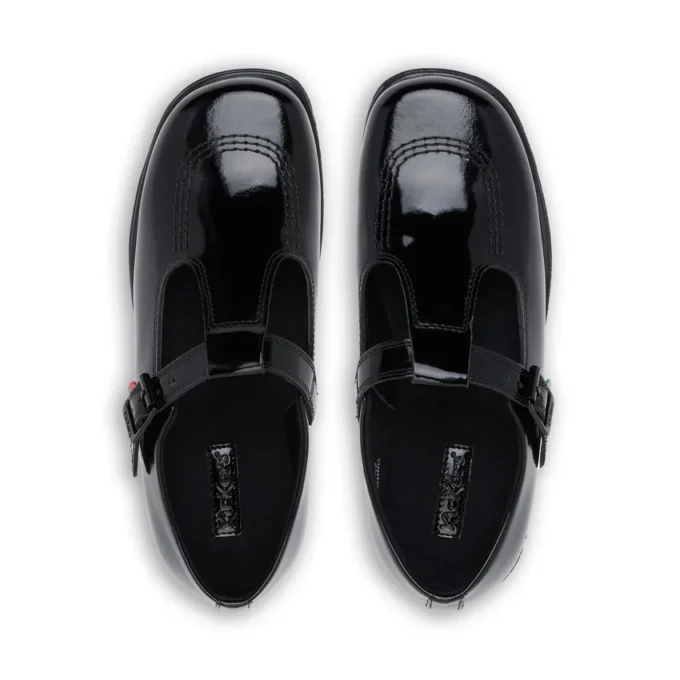 Fragma T-Buckle en cuir verni noir pour femme adulte Fragma T-Buckle en cuir verni noir pour femme adulte