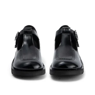 Jeunes Femmes Kick T-Bar Cuir synthétique Vernis Noir