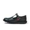Jeunes Femmes Kick T-Bar Cuir Velours Noir