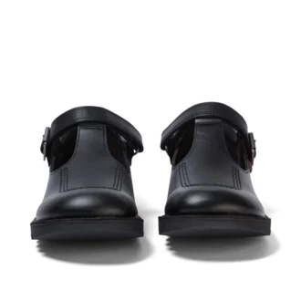 Jeunes Femmes Kick T-Bar Cuir Velours Noir
