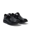 Jeunes Femmes Kick T-Bar Cuir Velours Noir