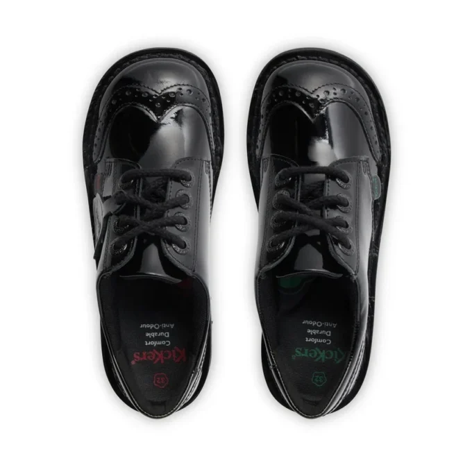 Jeunes filles Kick Lo Brogue Cuir verni noir