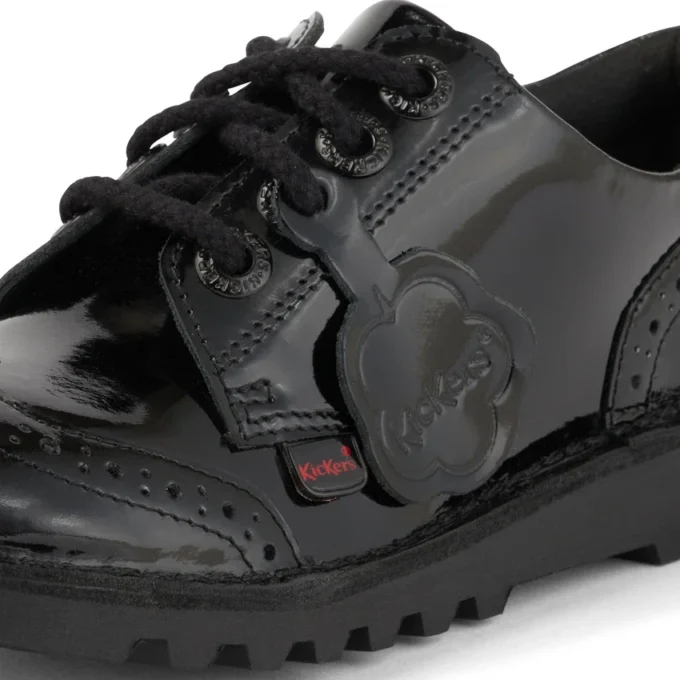 Jeunes filles Kick Lo Brogue Cuir verni noir