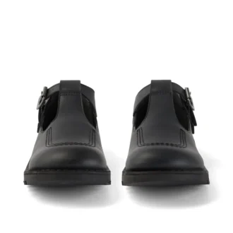Jeunes filles Kick T-Bar en simili cuir noir