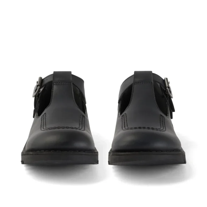 Jeunes filles Kick T-Bar en simili cuir noir Jeunes filles Kick T-Bar en simili cuir noir