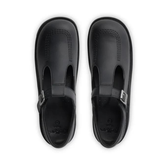 Jeunes filles Kick T-Bar en simili cuir noir Jeunes filles Kick T-Bar en simili cuir noir
