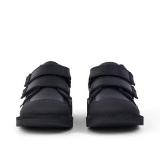 Junior Garçons Kick Scuff Cuir double noir