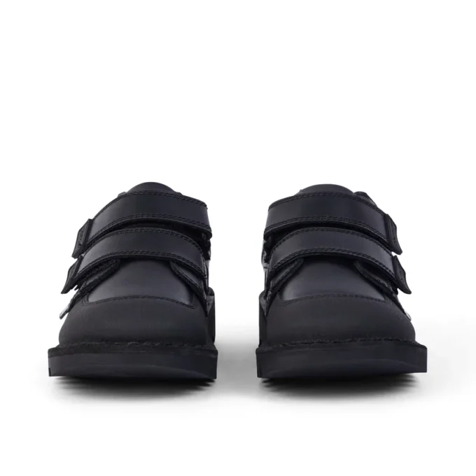 Junior Garçons Kick Scuff Cuir double noir Junior Garçons Kick Scuff Cuir double noir