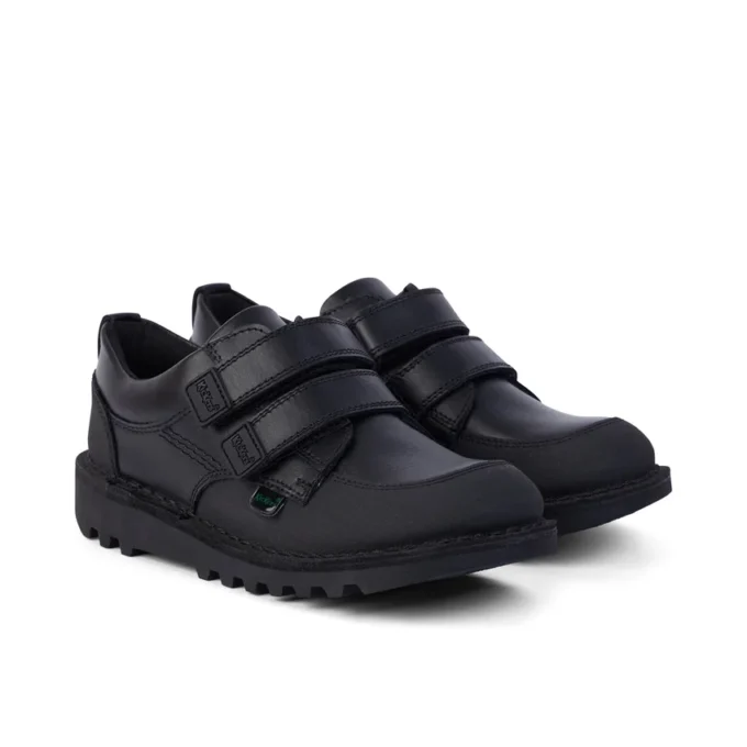 Junior Garçons Kick Scuff Cuir double noir Junior Garçons Kick Scuff Cuir double noir