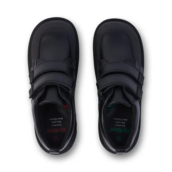 Junior Garçons Kick Scuff Cuir double noir Junior Garçons Kick Scuff Cuir double noir