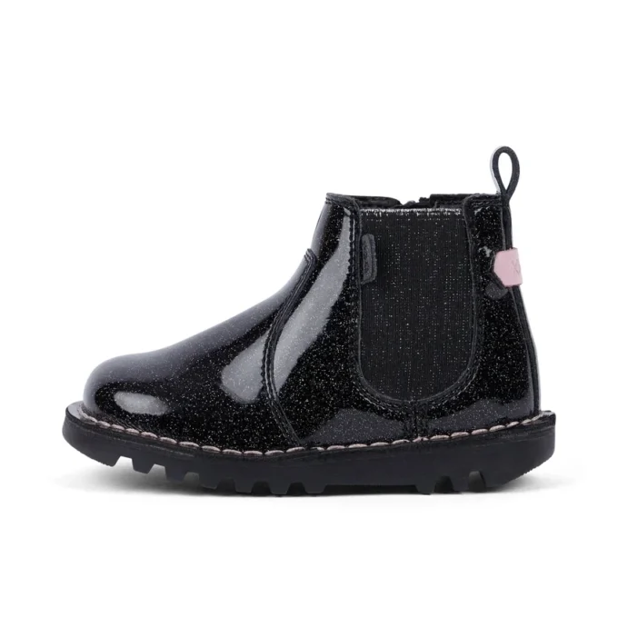 Kick Chelsea Galactic en cuir noir pour bébé fille Kick Chelsea Galactic en cuir noir pour bébé fille