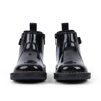 Kick Chelsea Galactic en cuir noir pour bébé fille