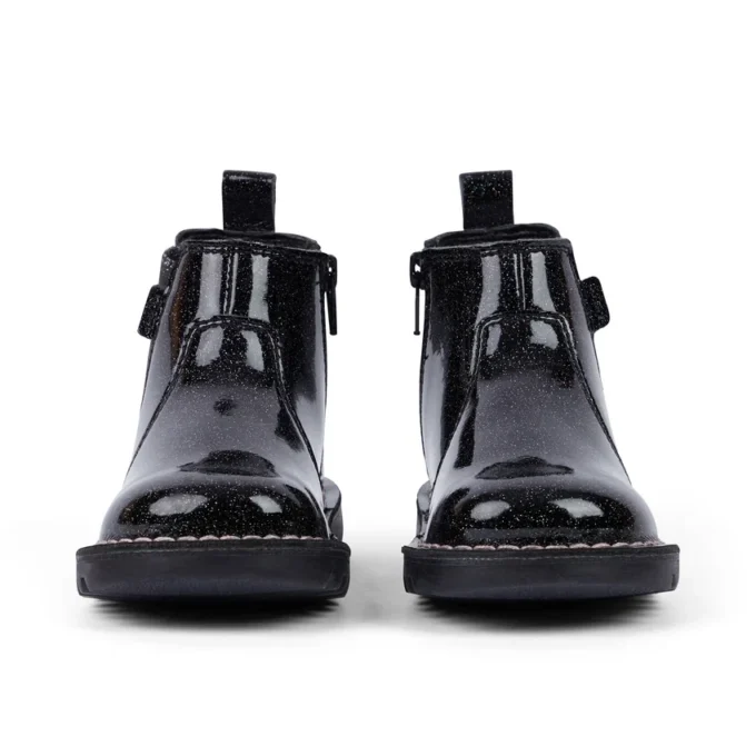 Kick Chelsea Galactic en cuir noir pour bébé fille Kick Chelsea Galactic en cuir noir pour bébé fille