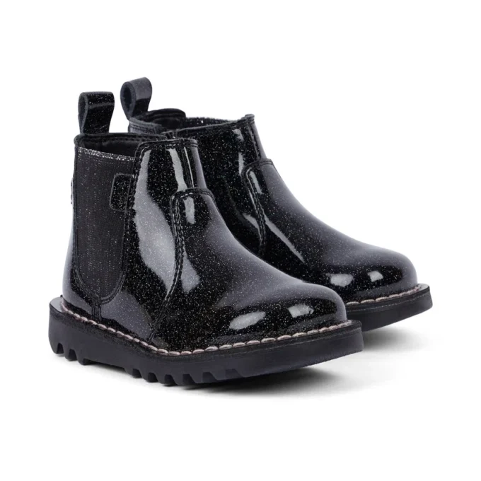 Kick Chelsea Galactic en cuir noir pour bébé fille Kick Chelsea Galactic en cuir noir pour bébé fille