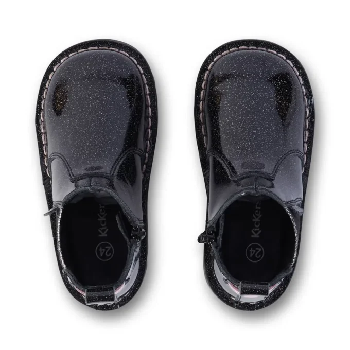 Kick Chelsea Galactic en cuir noir pour bébé fille Kick Chelsea Galactic en cuir noir pour bébé fille