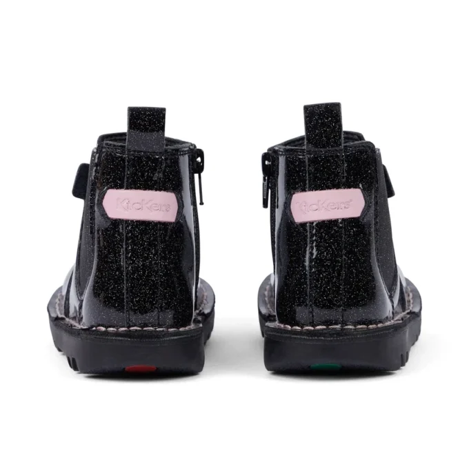 Kick Chelsea Galactic en cuir noir pour bébé fille Kick Chelsea Galactic en cuir noir pour bébé fille