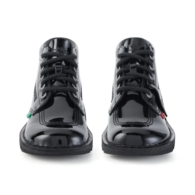 Kick Hi en cuir verni noir, unisexe pour jeunes