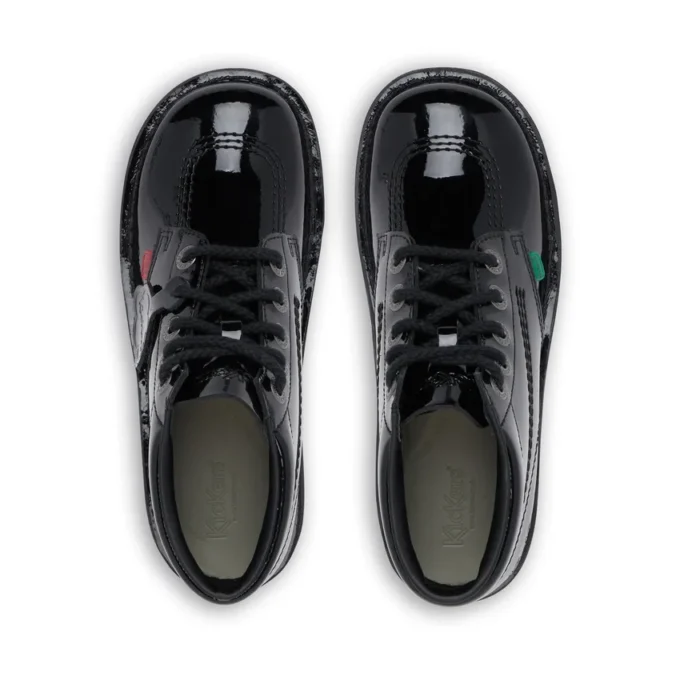 Kick Hi en cuir verni noir, unisexe pour jeunes