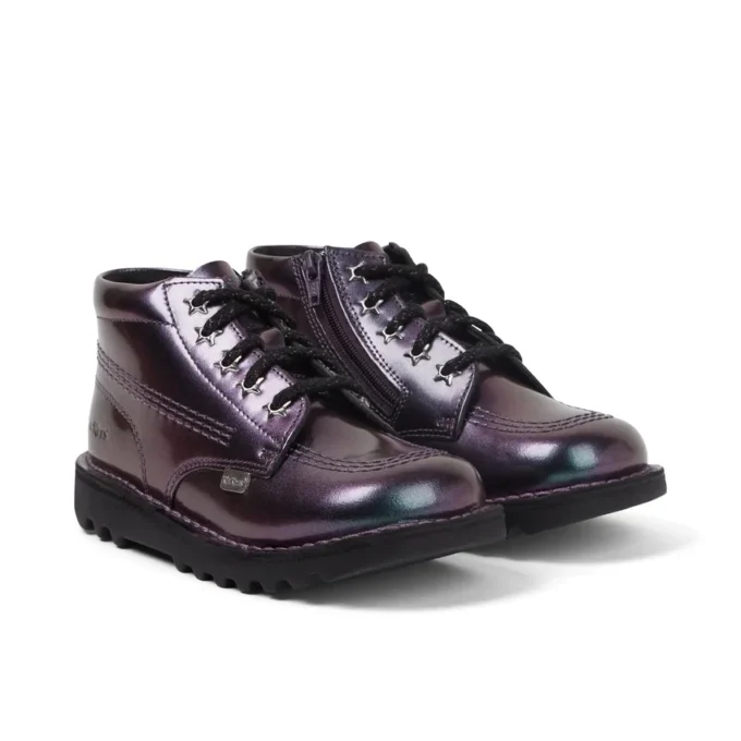 Kick Hi Galactic en cuir verni violet pour petite fille