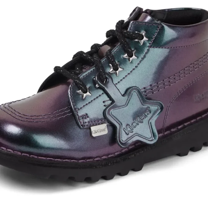 Kick Hi Galactic en cuir verni violet pour petite fille
