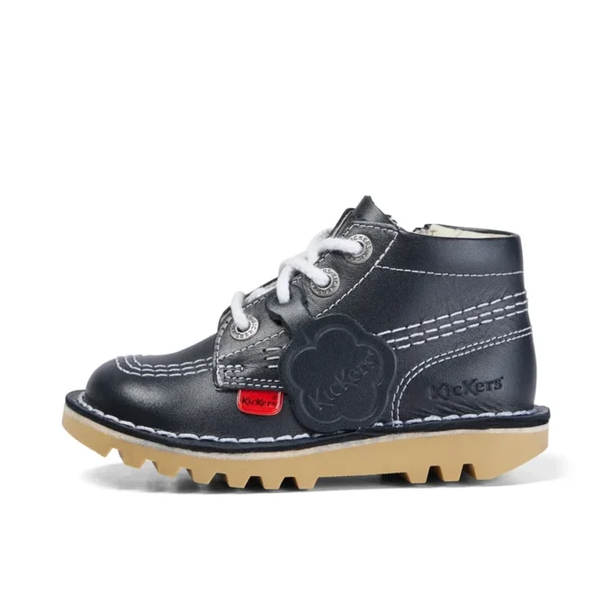 Kick Hi Hi Zip en cuir bleu marine unisexe pour bébé