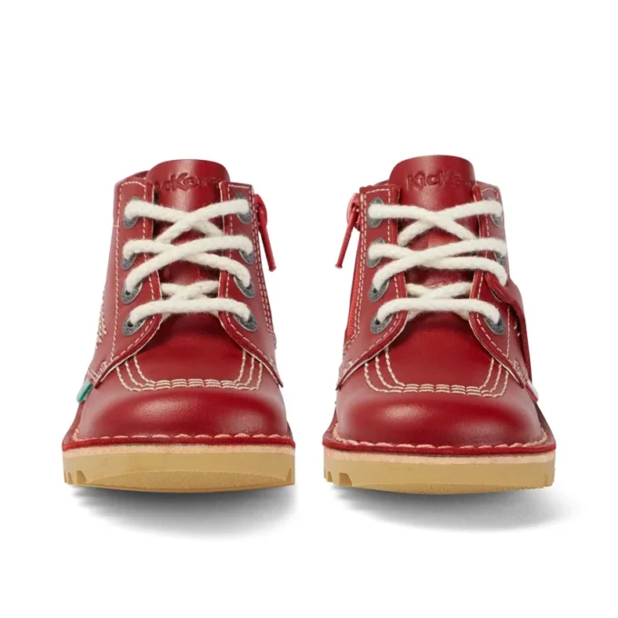 Kick Hi Hi Zip en cuir rouge unisexe pour bébé Kick Hi Hi Zip en cuir rouge unisexe pour bébé