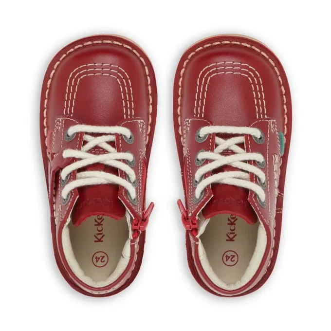 Kick Hi Hi Zip en cuir rouge unisexe pour bébé Kick Hi Hi Zip en cuir rouge unisexe pour bébé