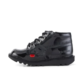 Kick Hi Hi Zip en cuir verni noir, junior unisexe