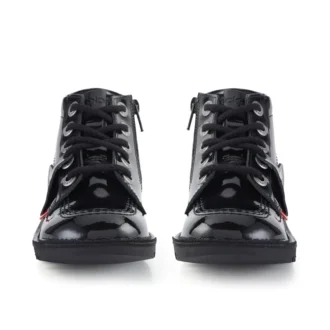 Kick Hi Hi Zip en cuir verni noir, junior unisexe