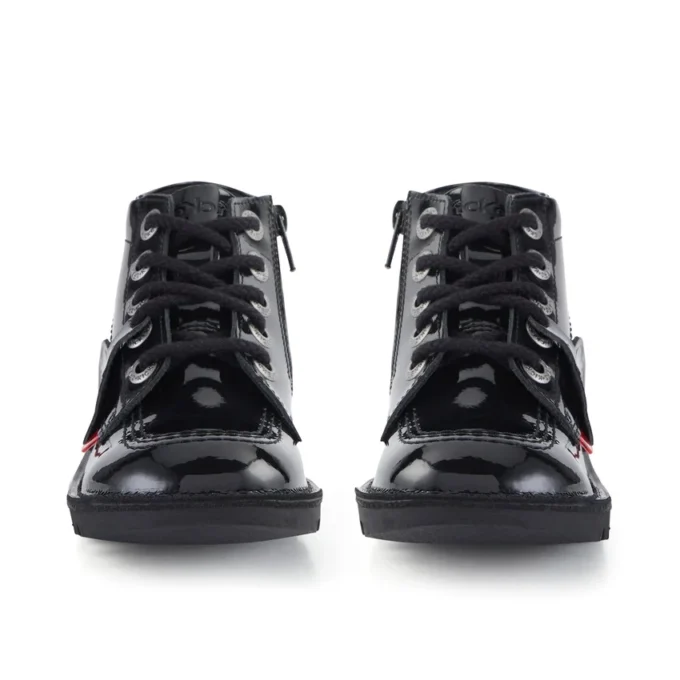 Kick Hi Hi Zip en cuir verni noir, junior unisexe Kick Hi Hi Zip en cuir verni noir, junior unisexe