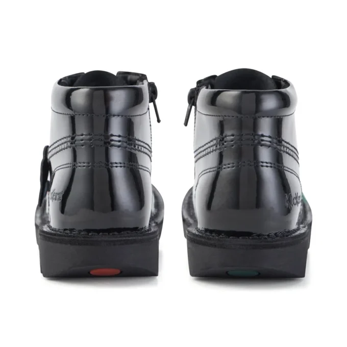 Kick Hi Hi Zip en cuir verni noir, junior unisexe Kick Hi Hi Zip en cuir verni noir, junior unisexe