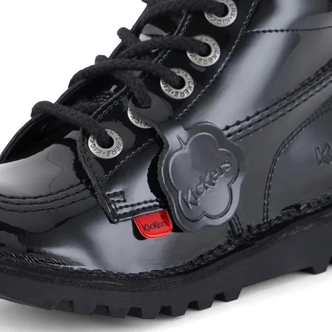 Kick Hi Hi Zip en cuir verni noir, junior unisexe Kick Hi Hi Zip en cuir verni noir, junior unisexe