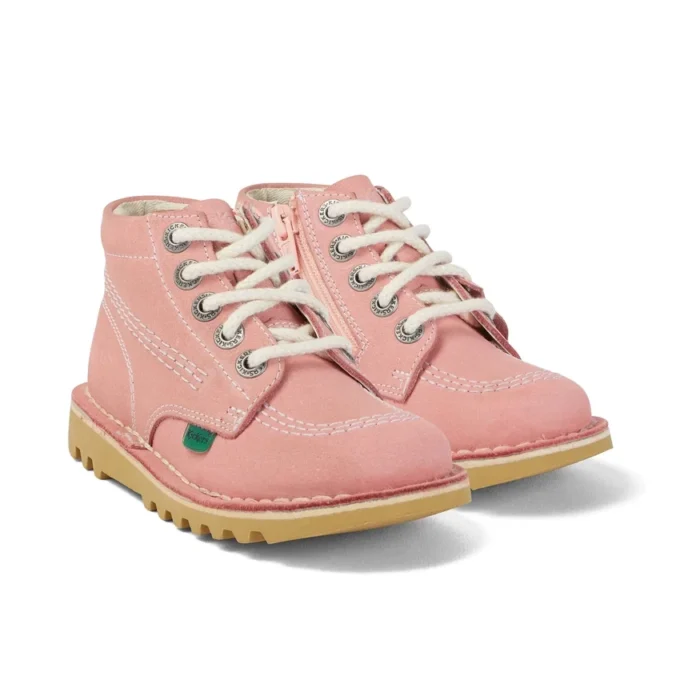 Kick Hi Hi Zip en nubuck rose clair pour bébé, unisexe